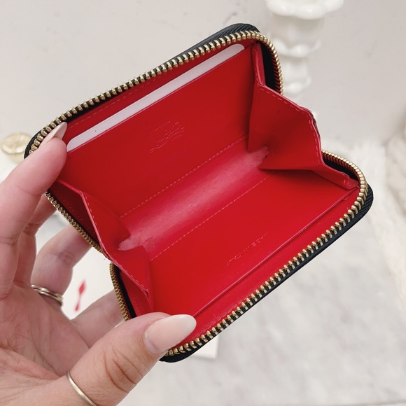 Authentic Christian Louboutin RARE Metallic Tri Toned Compact Zip Card Wallet - Picture 9 of 13